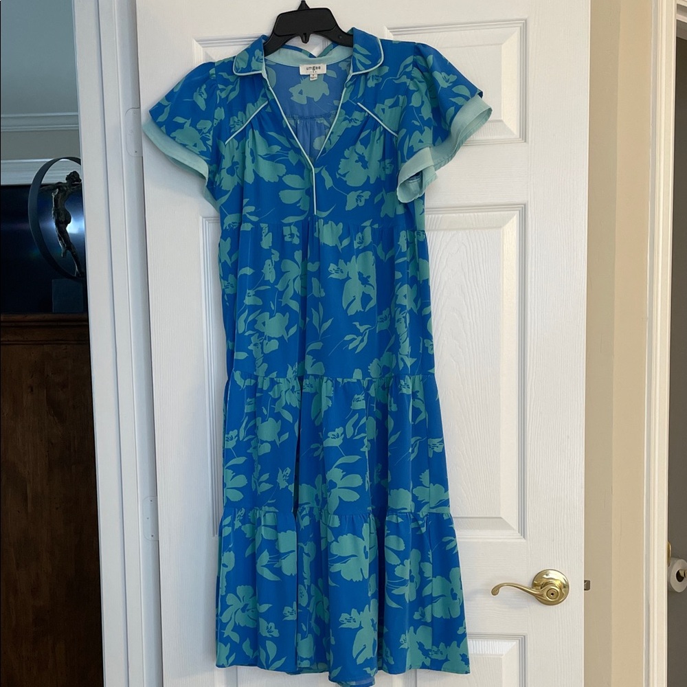 Umgee Floral Blue and Green Dress